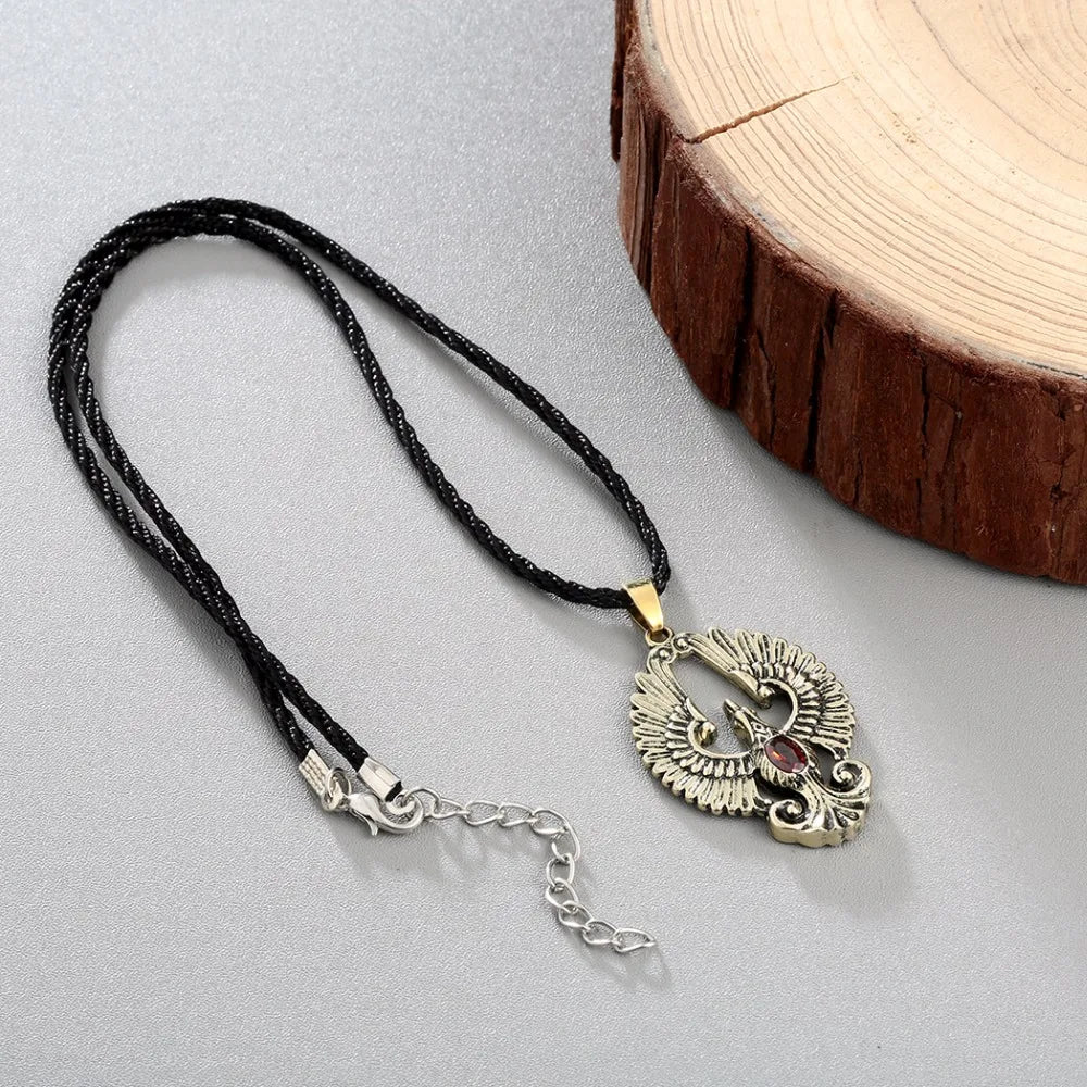 Phoenix Pendant Necklace Bird With Red Gem Necklace