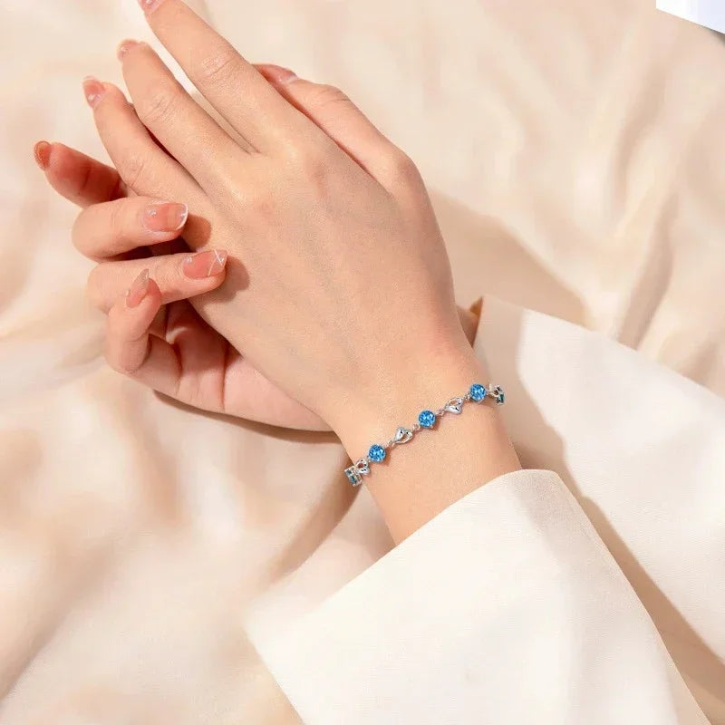 925 Sterling Silver Heart Shaped Necklace & Bracelet