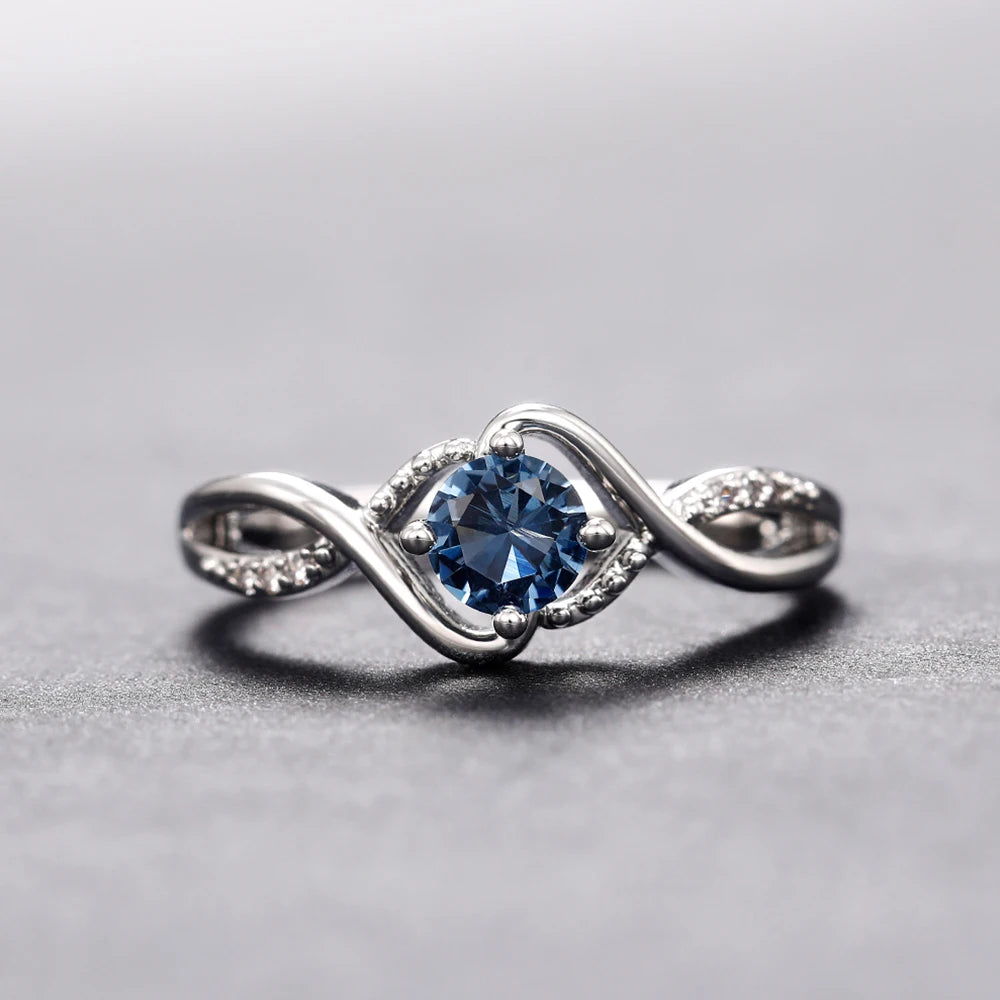 Modern Design Women's Wedding Ring Blue Cubic Zirconia