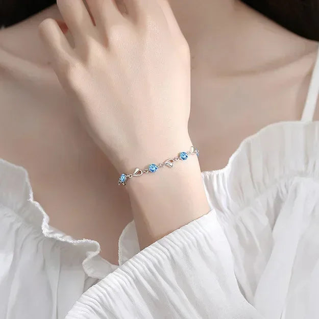 925 Sterling Silver Heart Shaped Necklace & Bracelet