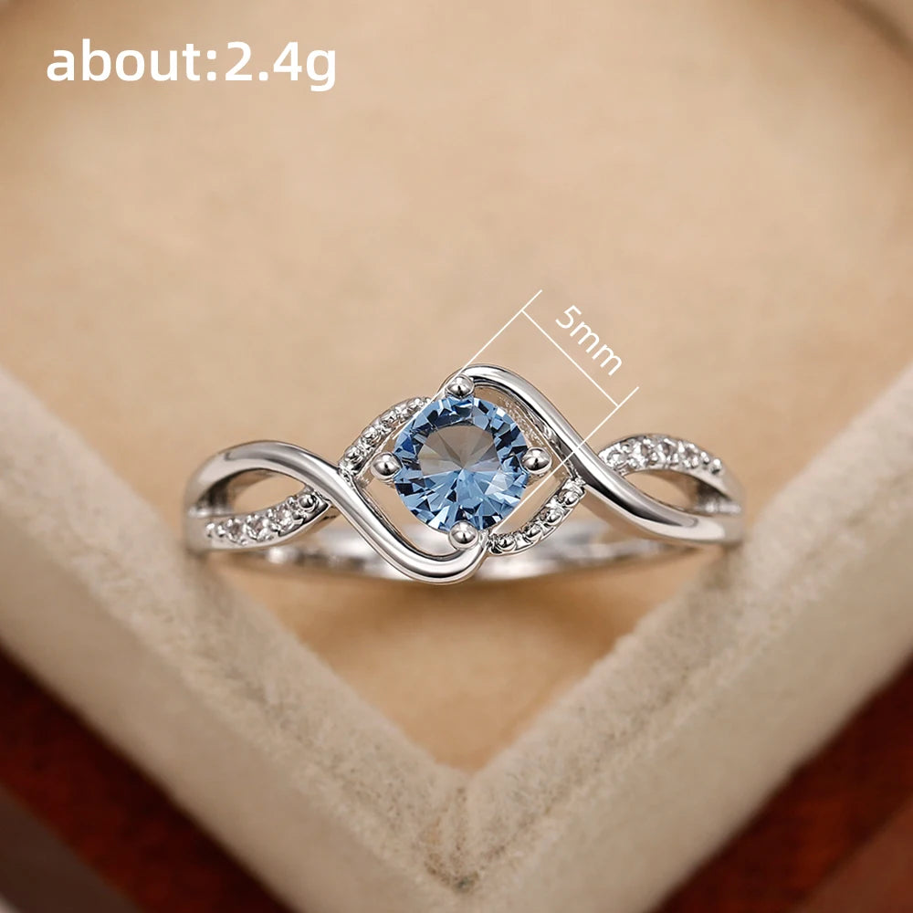Modern Design Women's Wedding Ring Blue Cubic Zirconia