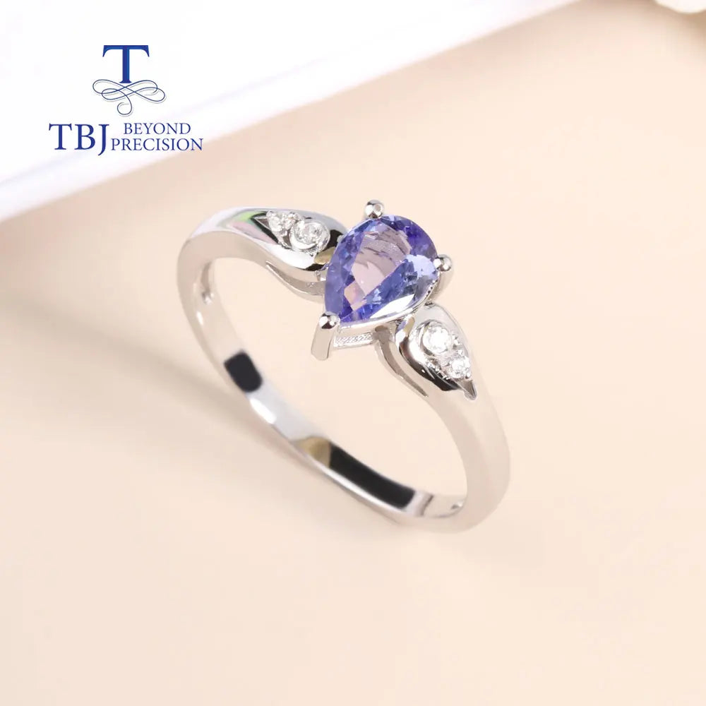 Natural tanzanite ring pear 5*7mm natural precious gemstone 925 sterling silver fine jewelry for women anniversary gift