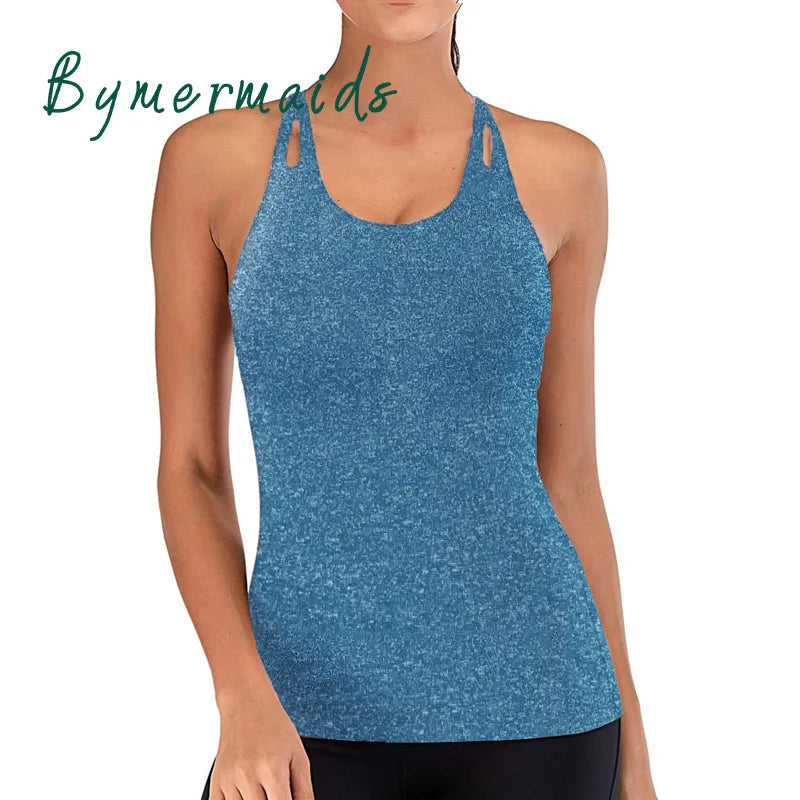 Summer Sports Yoga Vest Women Fitness Gym Tank Tops Back Cross Hollow Yoga Top Quick Dry Sleeveless Sports T-shirt