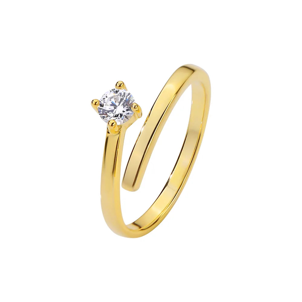 925 Sterling Silver Four Claws Zircon Ring