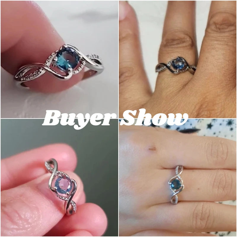 Modern Design Women's Wedding Ring Blue Cubic Zirconia