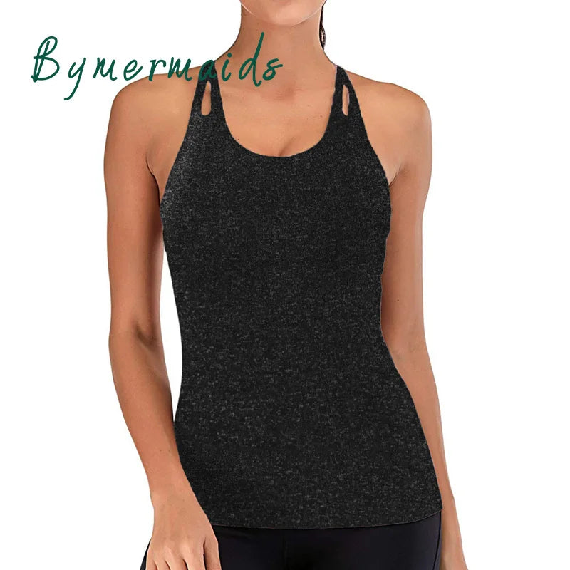 Summer Sports Yoga Vest Women Fitness Gym Tank Tops Back Cross Hollow Yoga Top Quick Dry Sleeveless Sports T-shirt