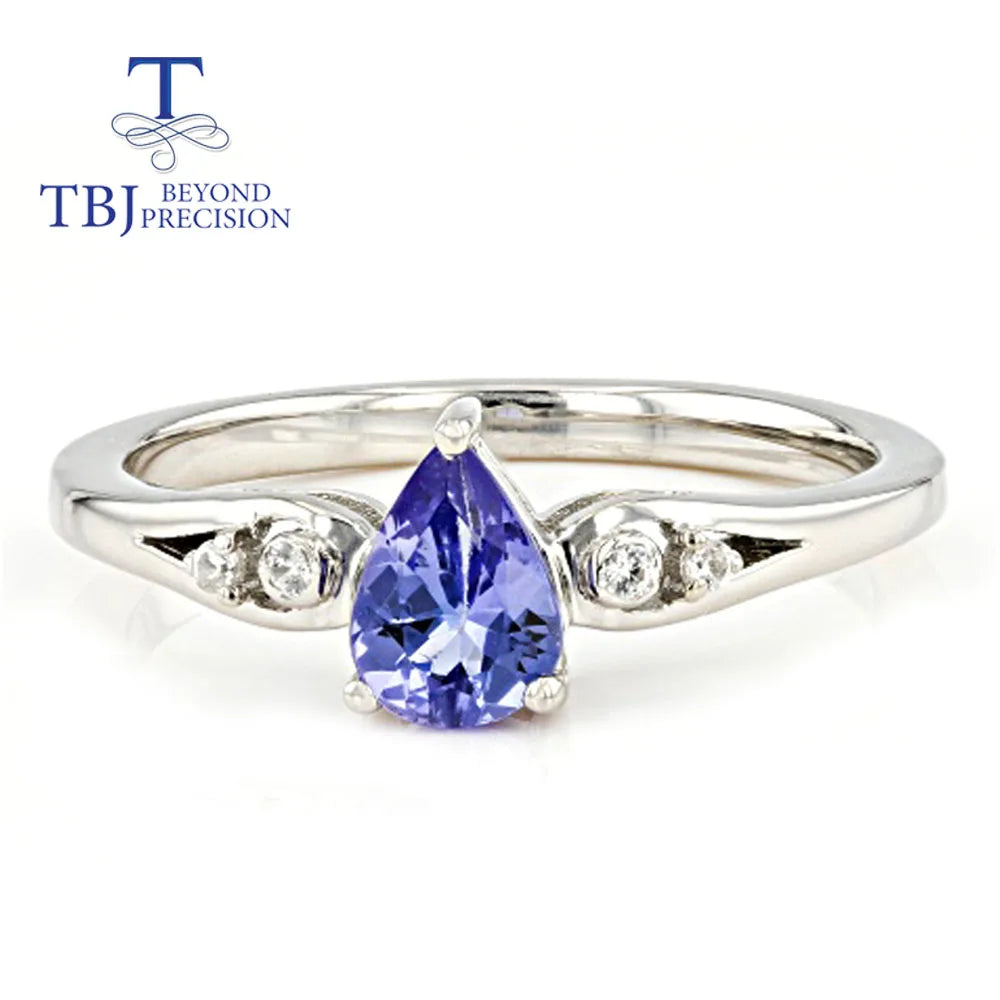 Natural tanzanite ring pear 5*7mm natural precious gemstone 925 sterling silver fine jewelry for women anniversary gift