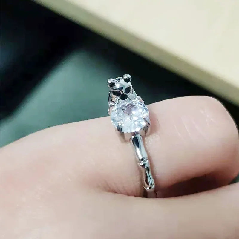 Animal Design Jewelry Panda Zircon Ring