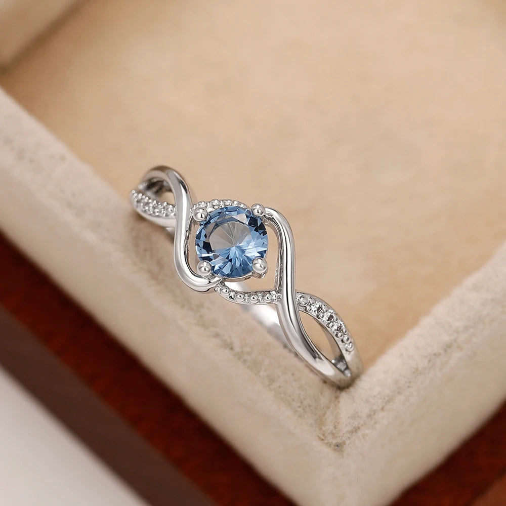 Modern Design Women's Wedding Ring Blue Cubic Zirconia