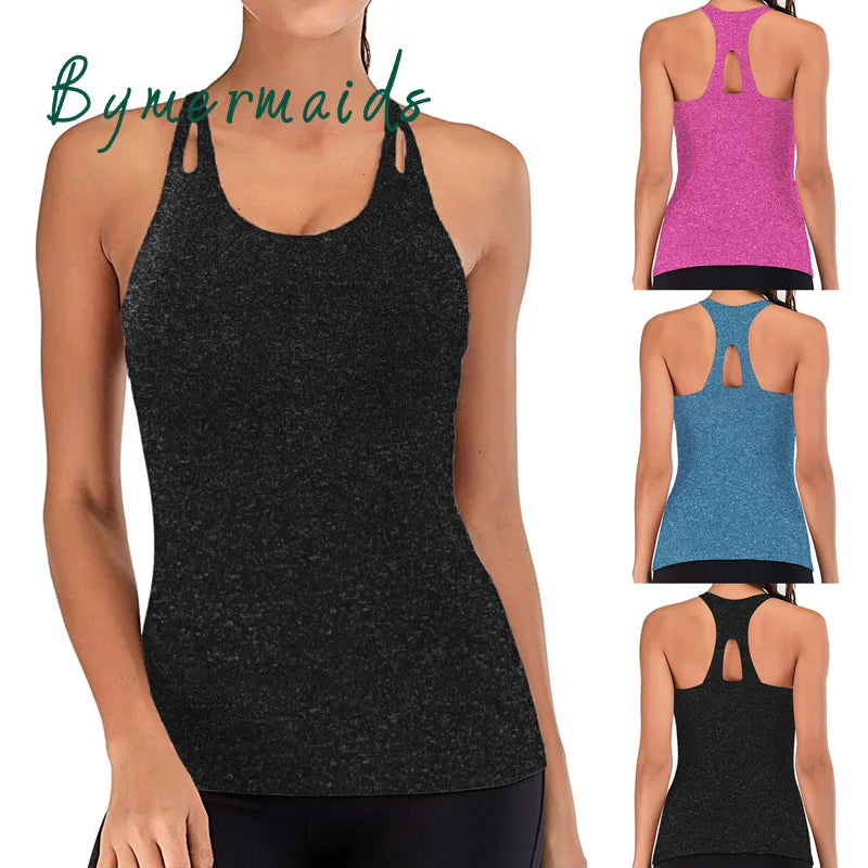 Summer Sports Yoga Vest Women Fitness Gym Tank Tops Back Cross Hollow Yoga Top Quick Dry Sleeveless Sports T-shirt