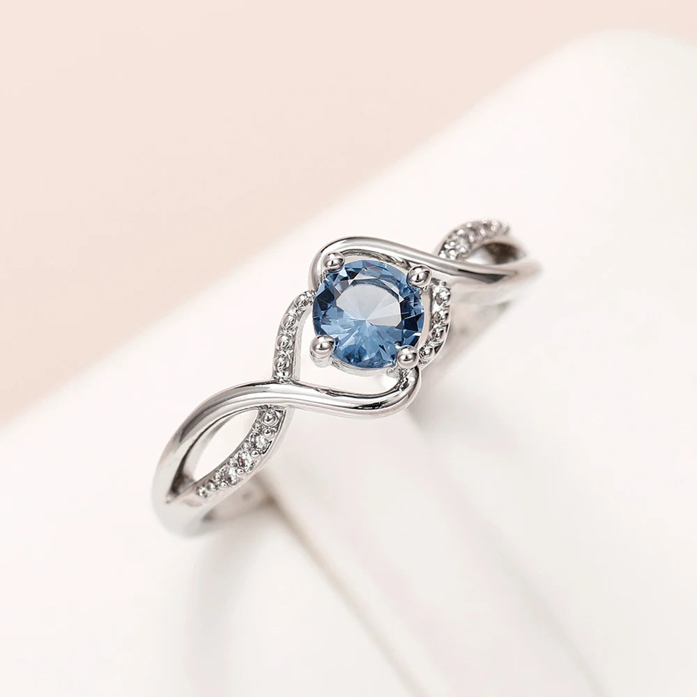 Modern Design Women's Wedding Ring Blue Cubic Zirconia
