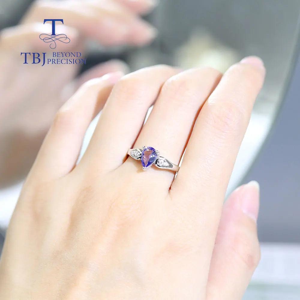 Natural tanzanite ring pear 5*7mm natural precious  gemstone 925 sterling silver fine jewelry for women anniversary  gift